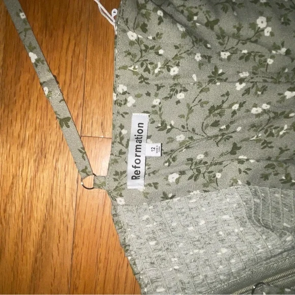 Reformation Afternoon Midi Dress in Juniper Green Floral 12 NWT - Picture 2 of 9